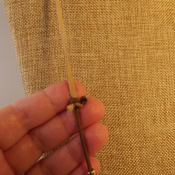 Baroque Pearl & Gold Tone Beaded Necklace on Leather Cord - Picture 3 of 8